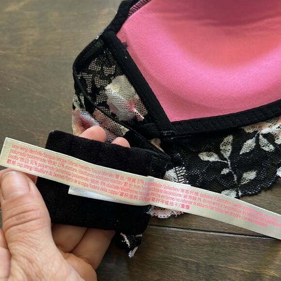 Pink Victoria’s Secret floral halter push up bralette wireless Sz-xs - Picture 13 of 13